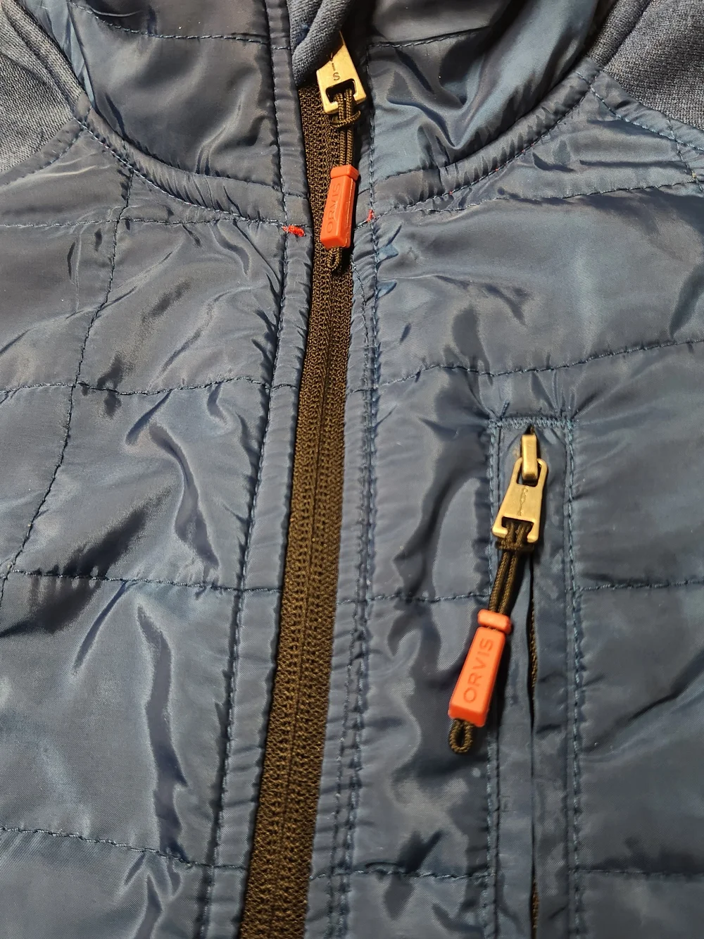 Orvis Men's M Blue Quilted Mixed Media Hybrid Jacket Trailhead Gorpcore Puffer